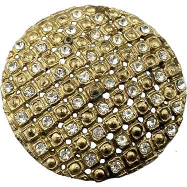 Vintage gold circle rhinestone brooch pin