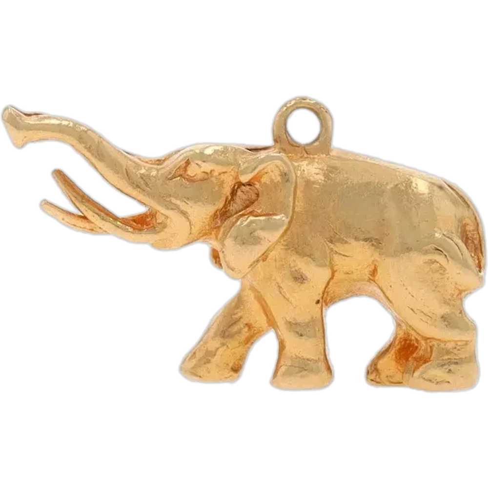 Yellow Gold Elephant Charm - 14k Walking Pachyderm - image 1