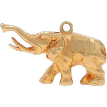 Yellow Gold Elephant Charm - 14k Walking Pachyderm