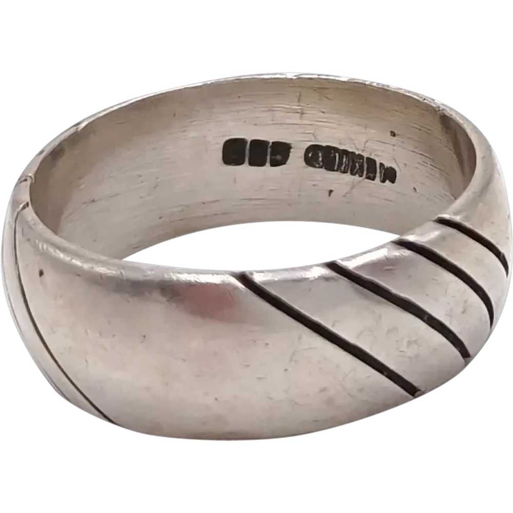 Vintage Mens Sterling Silver Heavy Band Size 12, … - image 1
