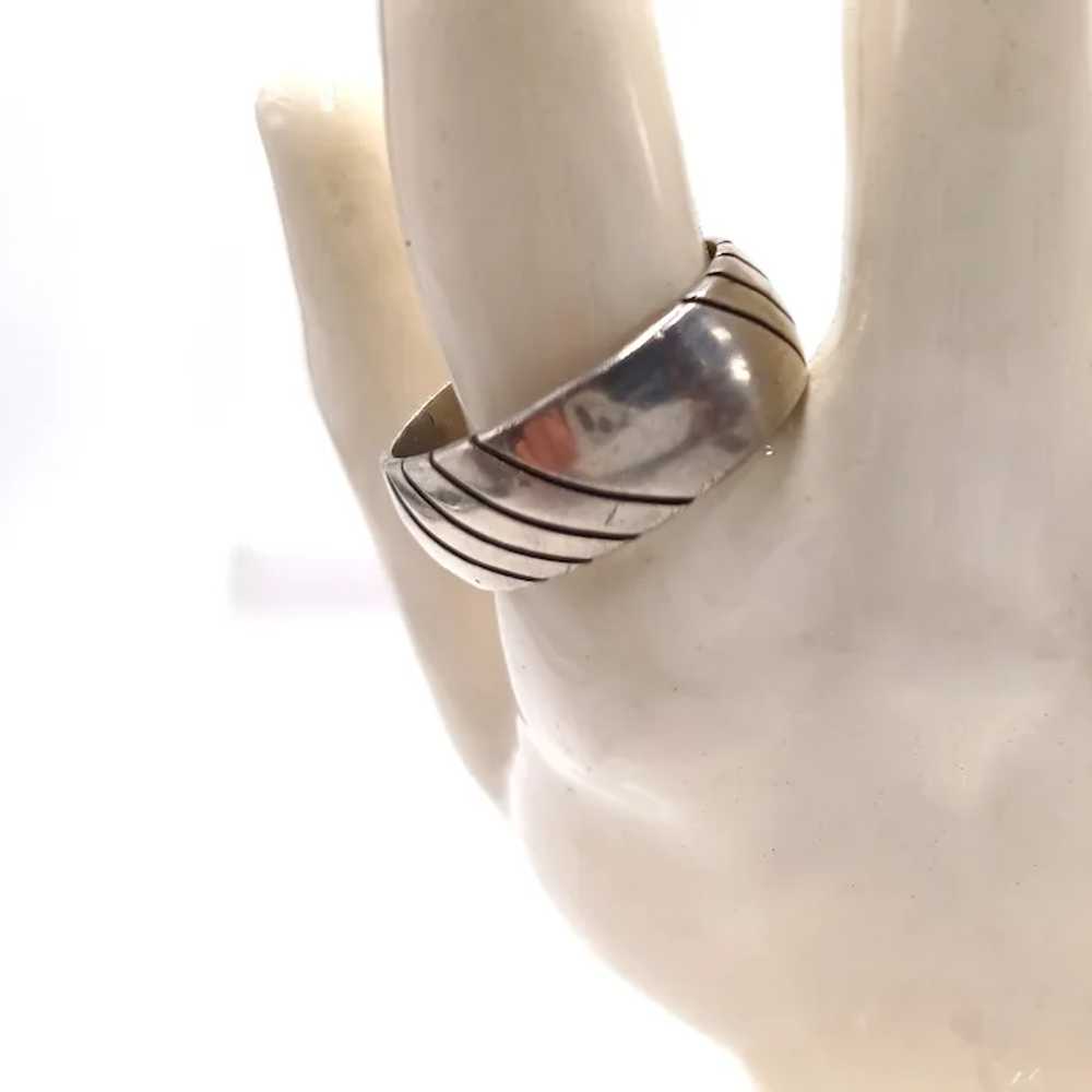 Vintage Mens Sterling Silver Heavy Band Size 12, … - image 4