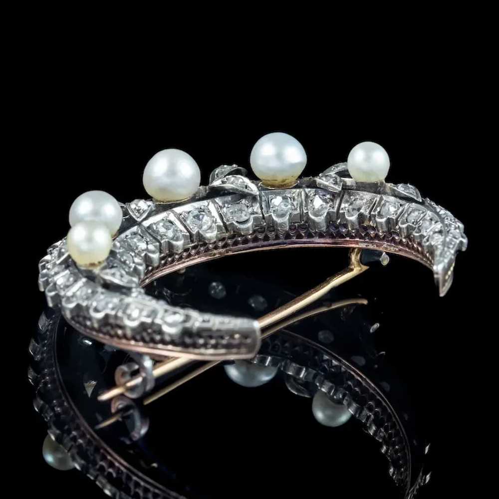 Antique Victorian French Pearl Diamond Crescent M… - image 5