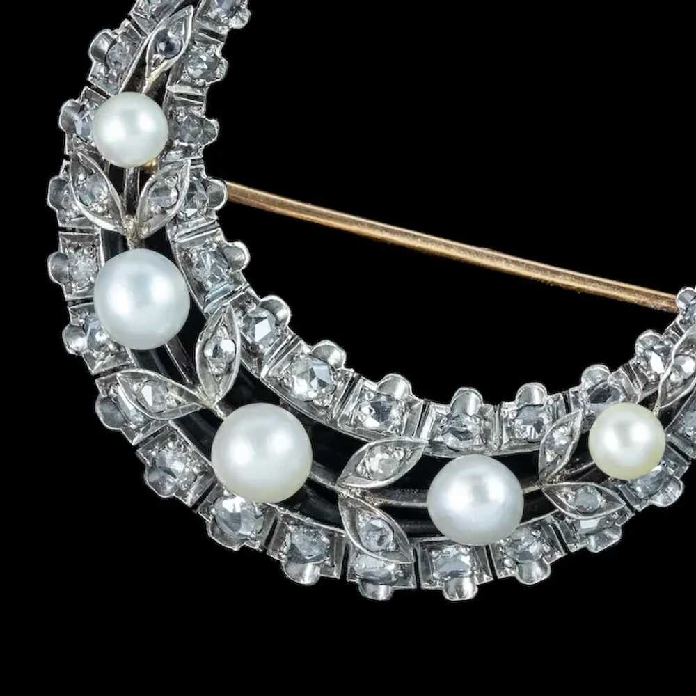 Antique Victorian French Pearl Diamond Crescent M… - image 6