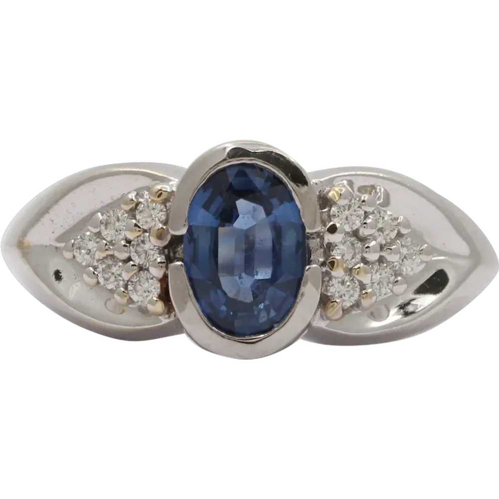 Vintage 18K White Gold  Sapphire & Diamond Ring - image 1