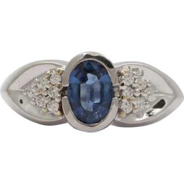 Vintage 18K White Gold  Sapphire & Diamond Ring - image 1