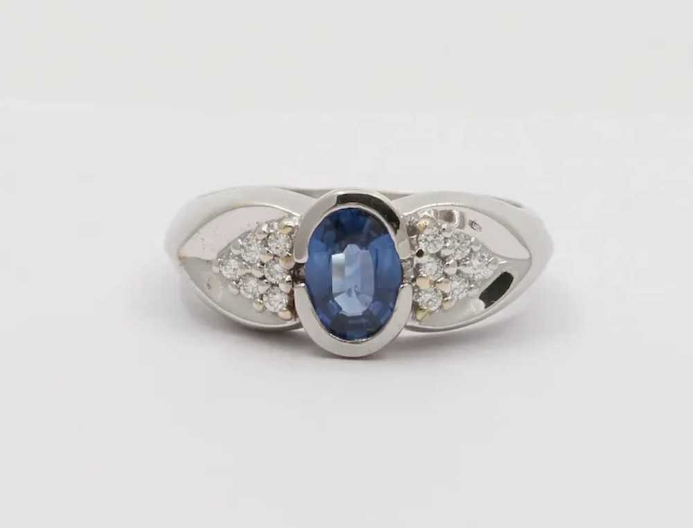 Vintage 18K White Gold  Sapphire & Diamond Ring - image 3