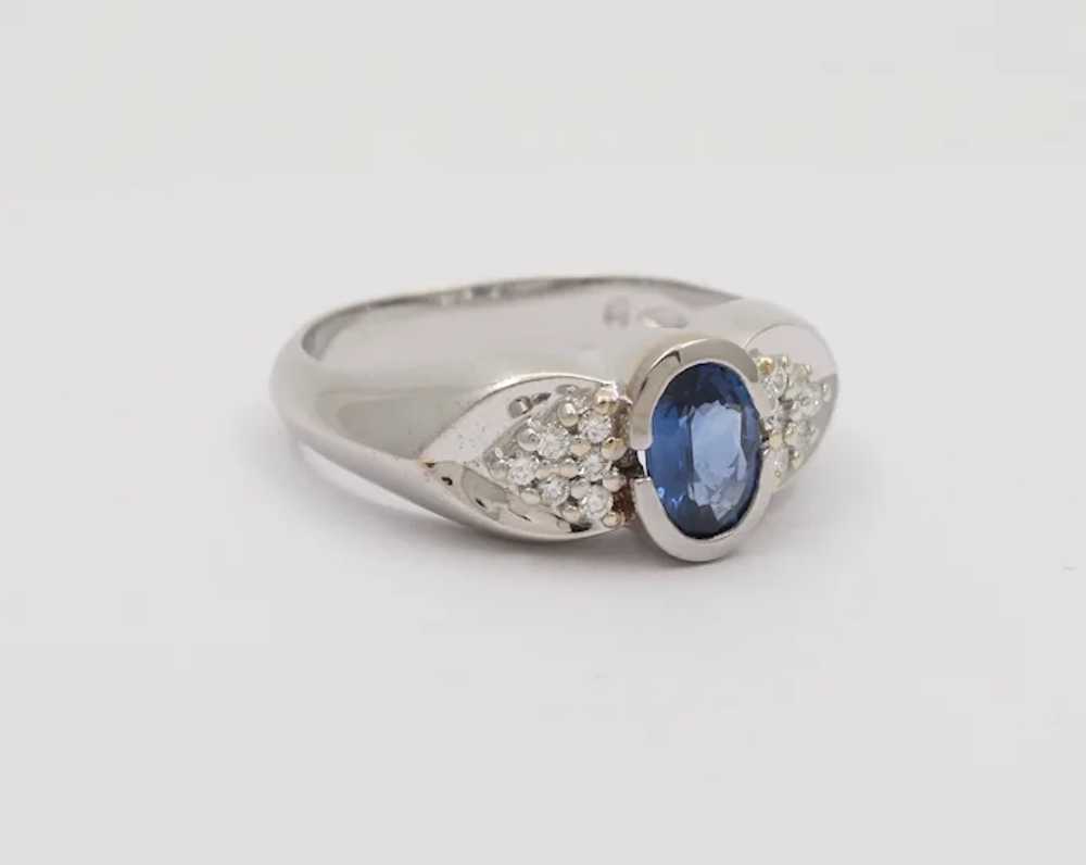 Vintage 18K White Gold  Sapphire & Diamond Ring - image 5