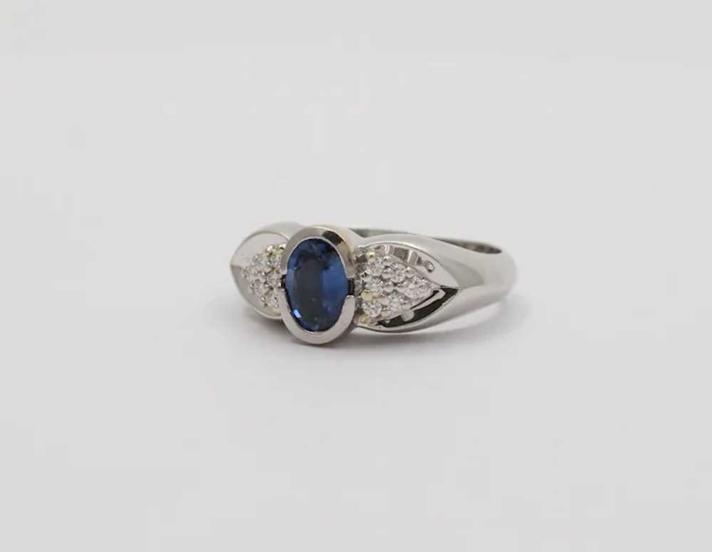 Vintage 18K White Gold  Sapphire & Diamond Ring - image 6