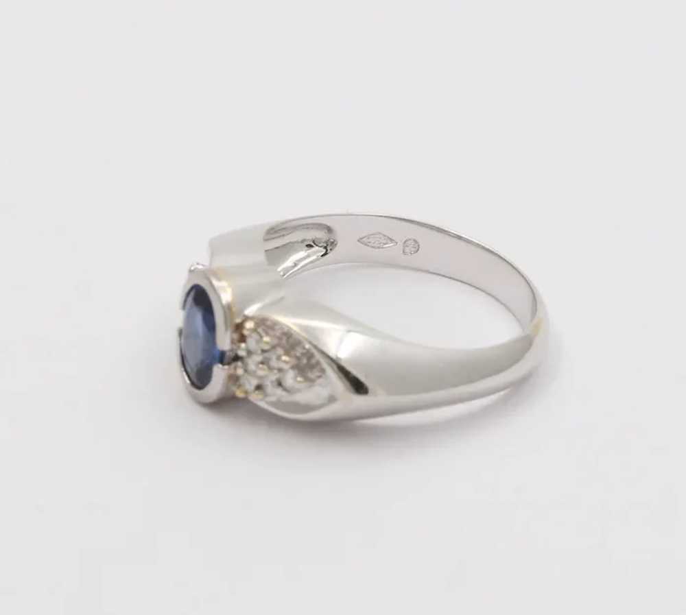 Vintage 18K White Gold  Sapphire & Diamond Ring - image 8