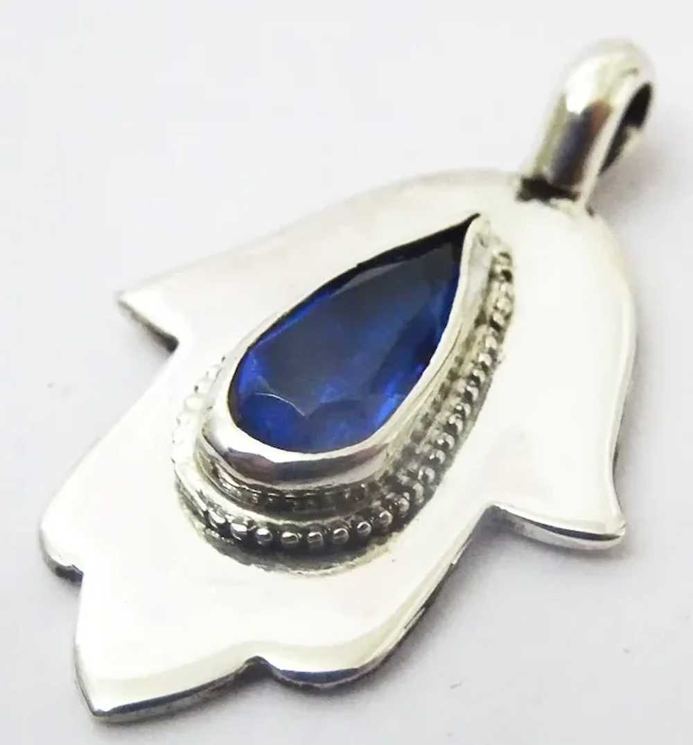 Sterling Silver and Blue Stone Hamsa ( Hand of Fa… - image 2