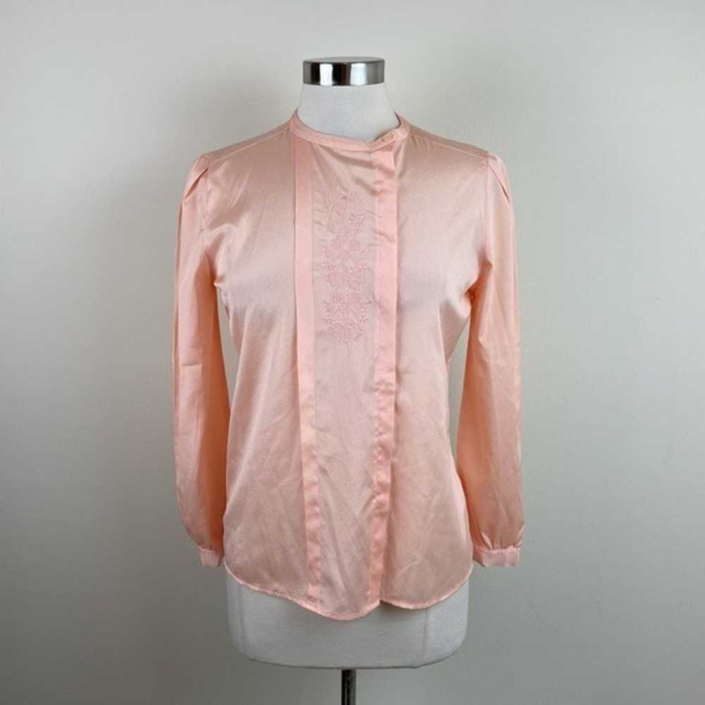 Vintage Blouses, INC Peach Orange Long Sleeve Flo… - image 1