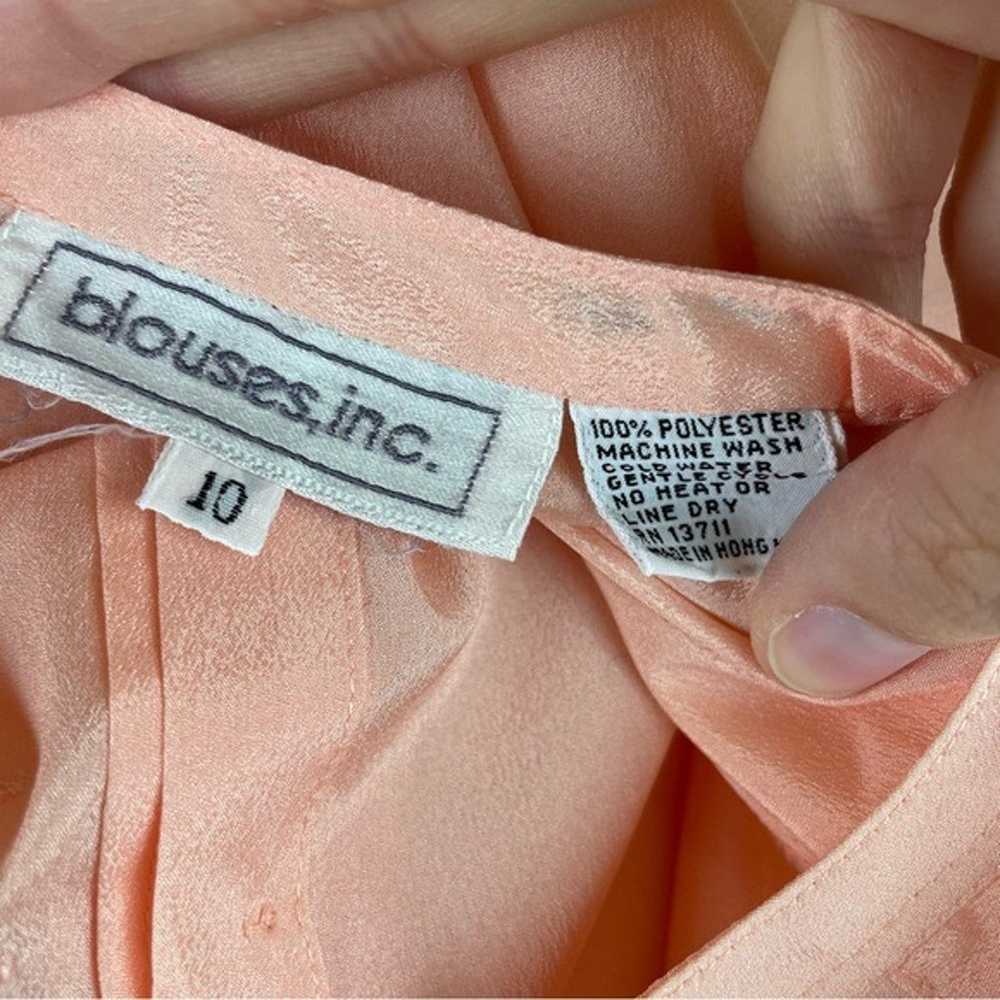 Vintage Blouses, INC Peach Orange Long Sleeve Flo… - image 2