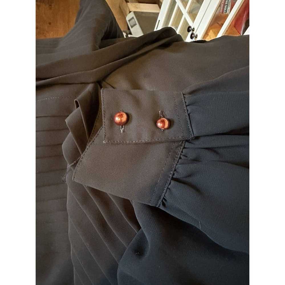 Vintage VTG Chaus Button Blouse Black Pleated Siz… - image 10