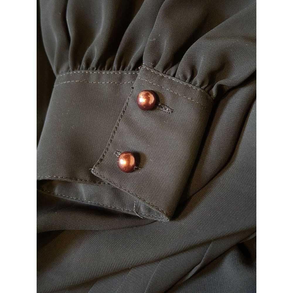 Vintage VTG Chaus Button Blouse Black Pleated Siz… - image 11