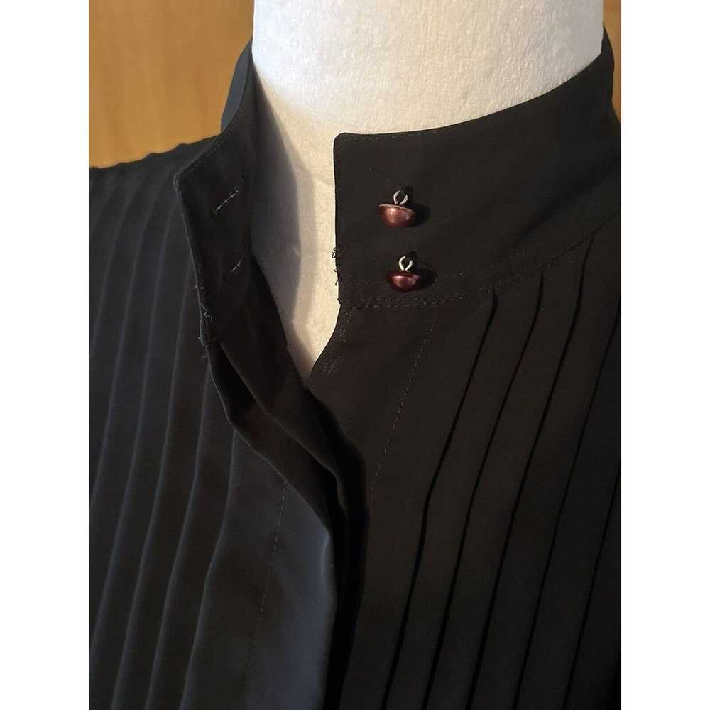 Vintage VTG Chaus Button Blouse Black Pleated Siz… - image 4