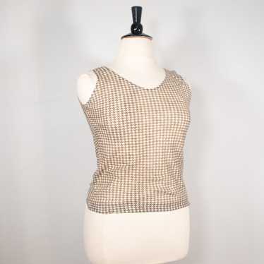 1970s Authentic Vintage Brown Houndstooth Sheer T… - image 1