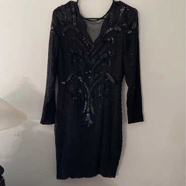 Silk beaded black dress - image 1