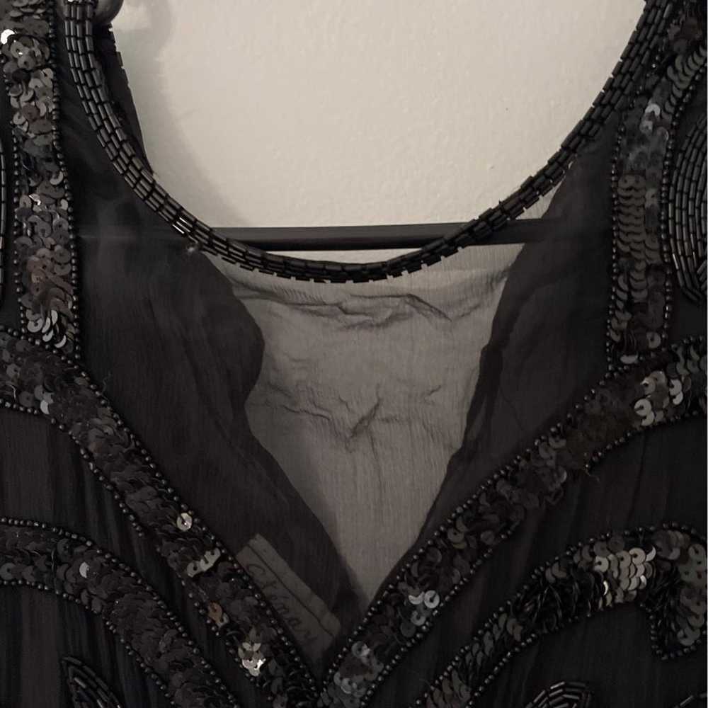 Silk beaded black dress - image 4
