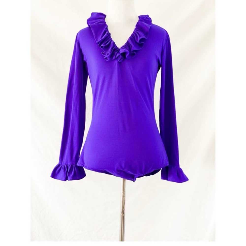 70’s Purple Longe Sleeve Bodysuit by Alice of Cal… - image 1