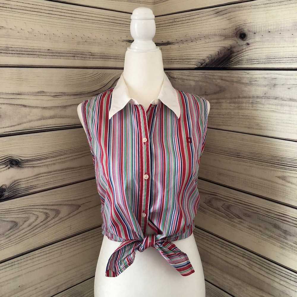 Striped Button Down Sleeveless Top - image 1