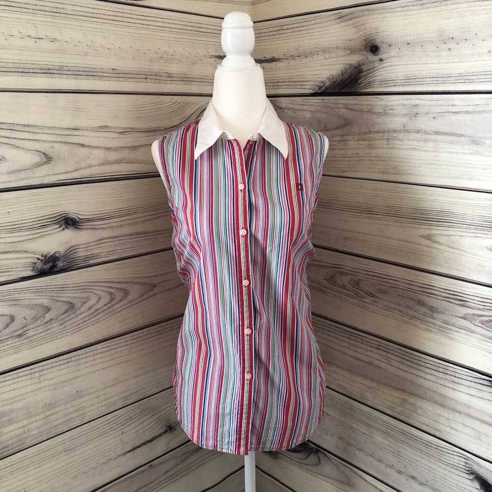 Striped Button Down Sleeveless Top - image 3