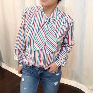 Vintage Rainbow Button Down Blouse - image 1