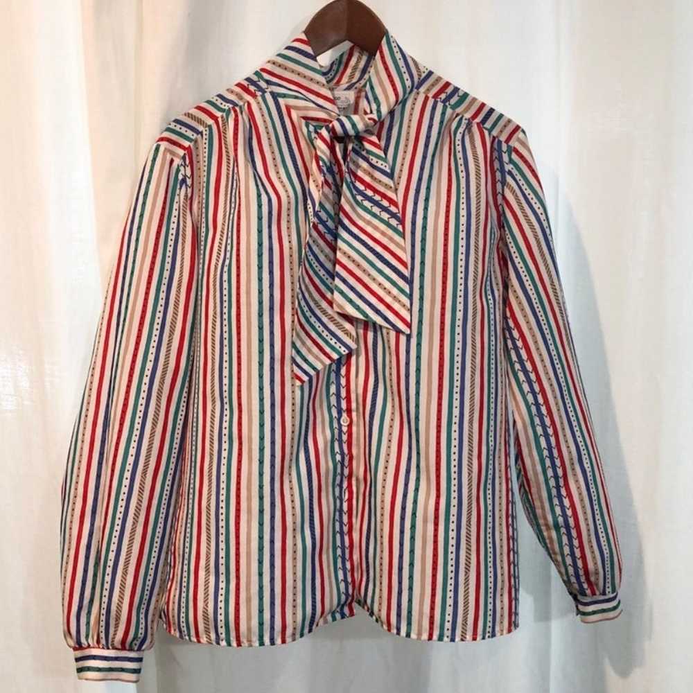 Vintage Rainbow Button Down Blouse - image 4