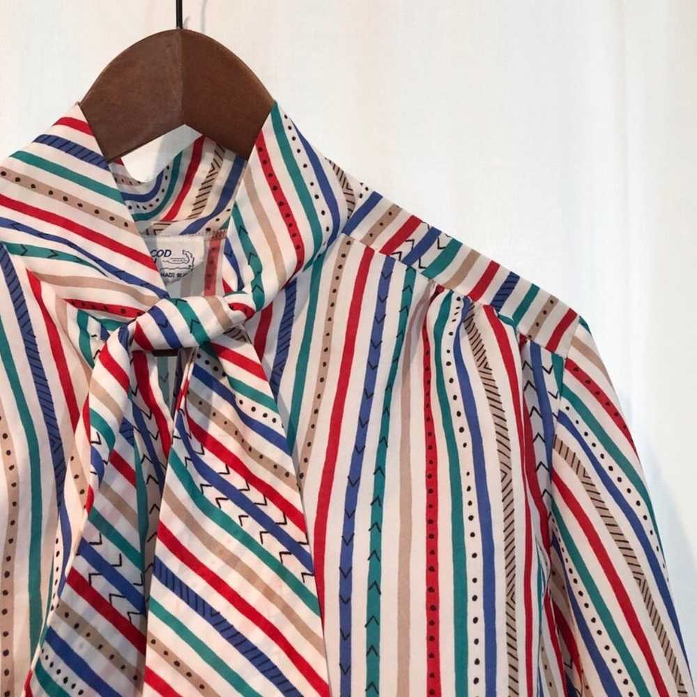 Vintage Rainbow Button Down Blouse - image 5