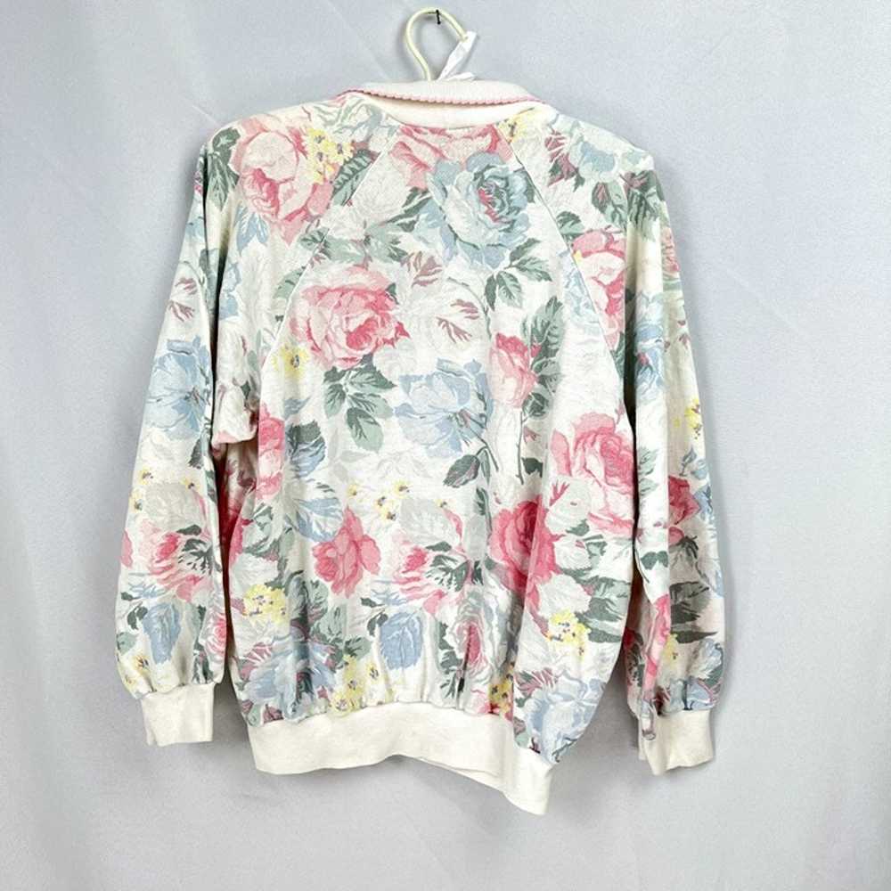 Vintage Floral Lightweight Sweatshirt with Collar… - image 4