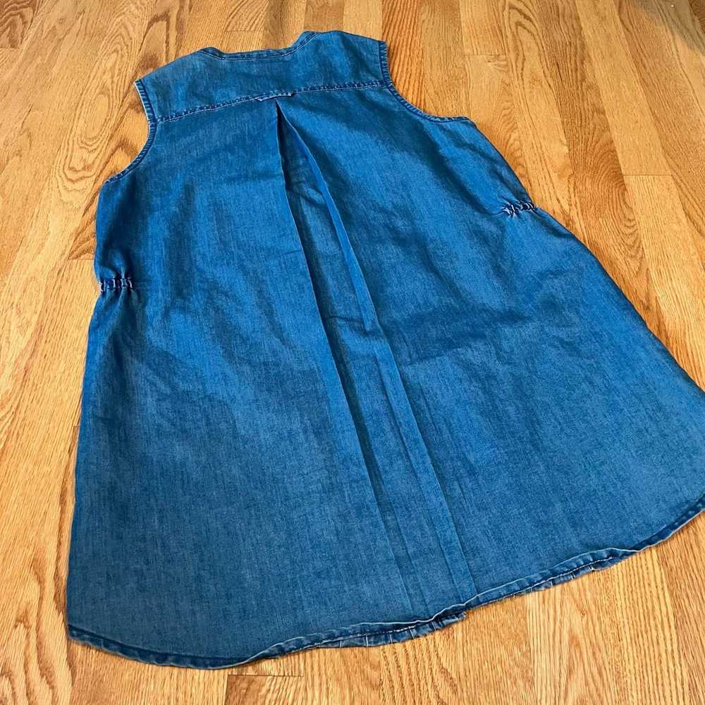 Vintage DKNY Pleated Blue Denim Button Tank Tunic… - image 3