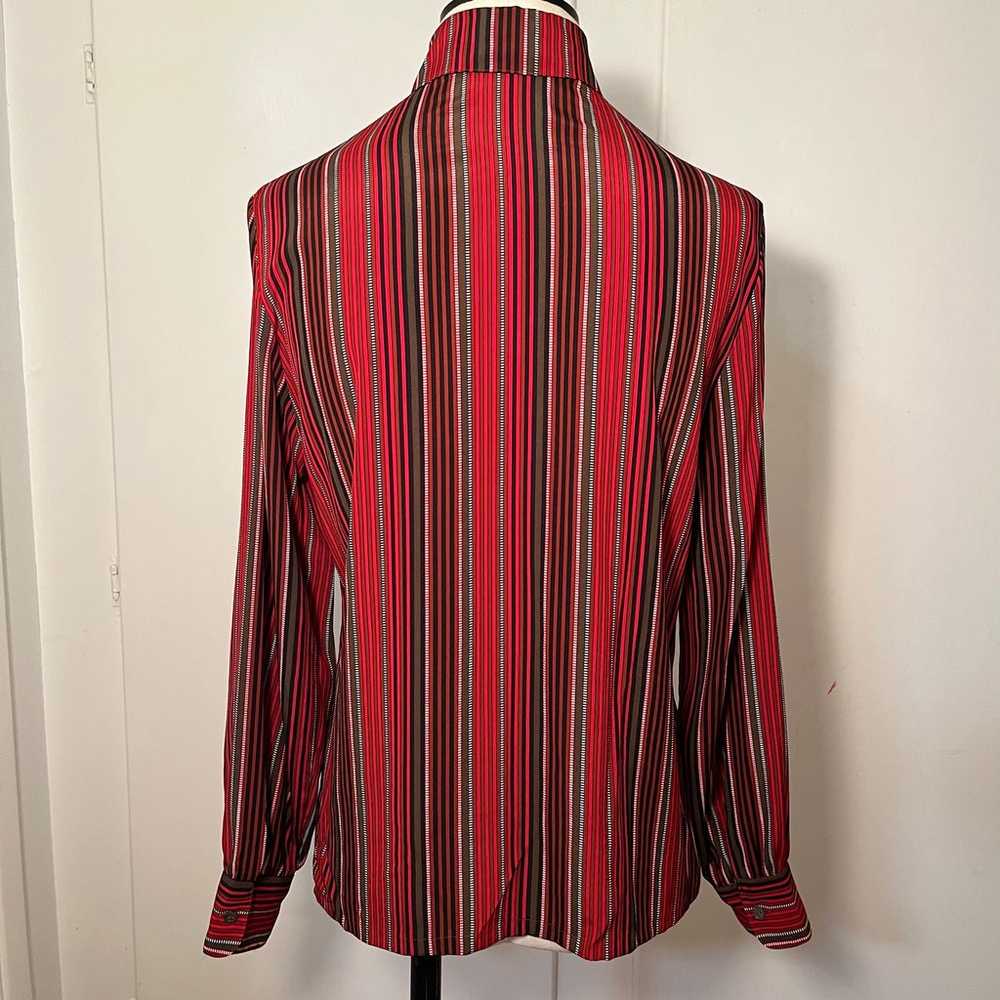 Vintage 70s/80s Nicola Striped Polyester Button U… - image 4