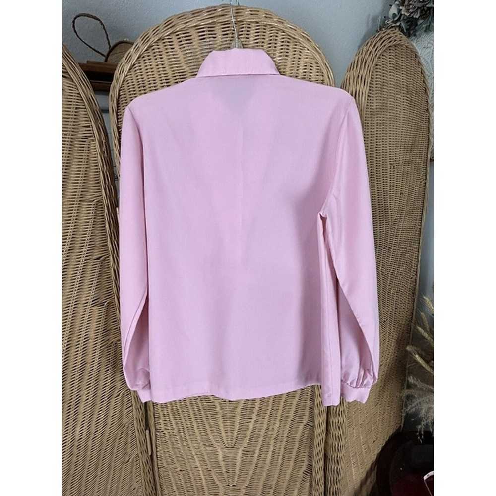 vintage womens blouse ruffled pink medium 1970’s - image 3