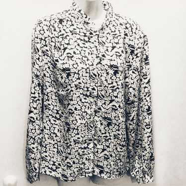 Judy bond vintage floral black & white blouse M - image 1