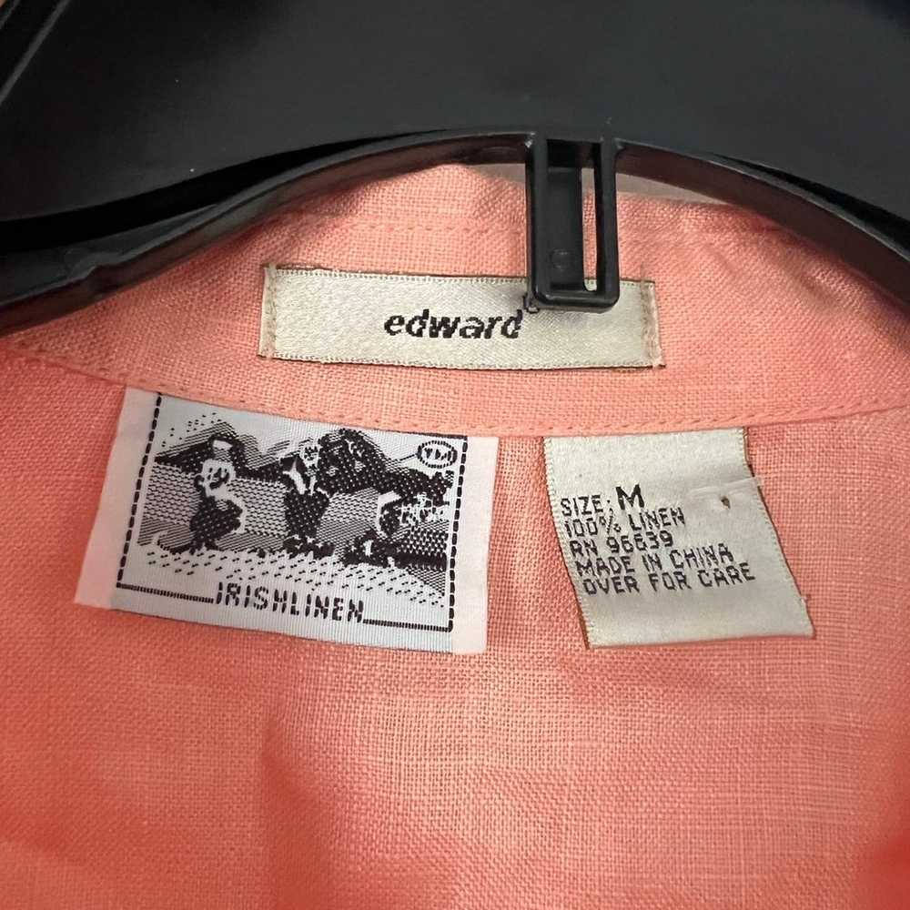 Edward Woman 100% Irish Linen Shirt Size M Pink O… - image 2