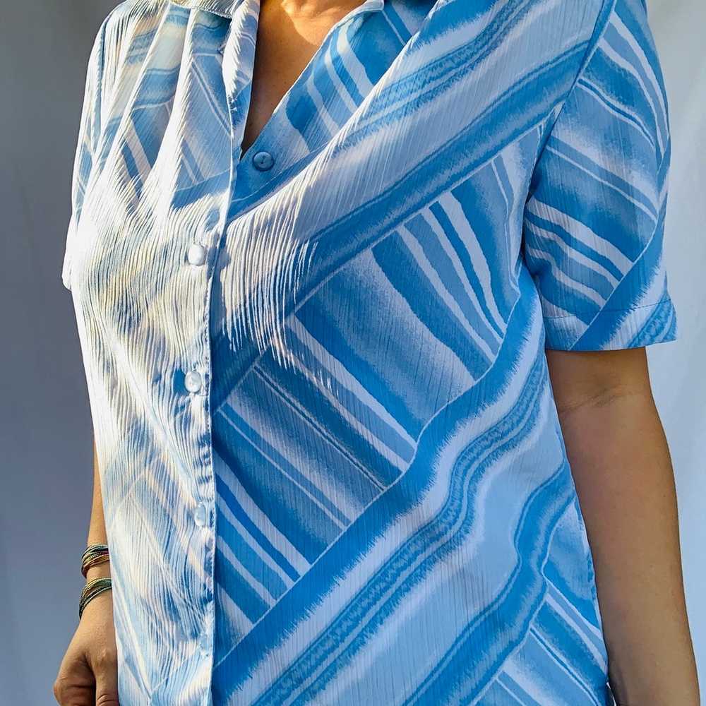 Blue classic vintage button down shirt - image 2