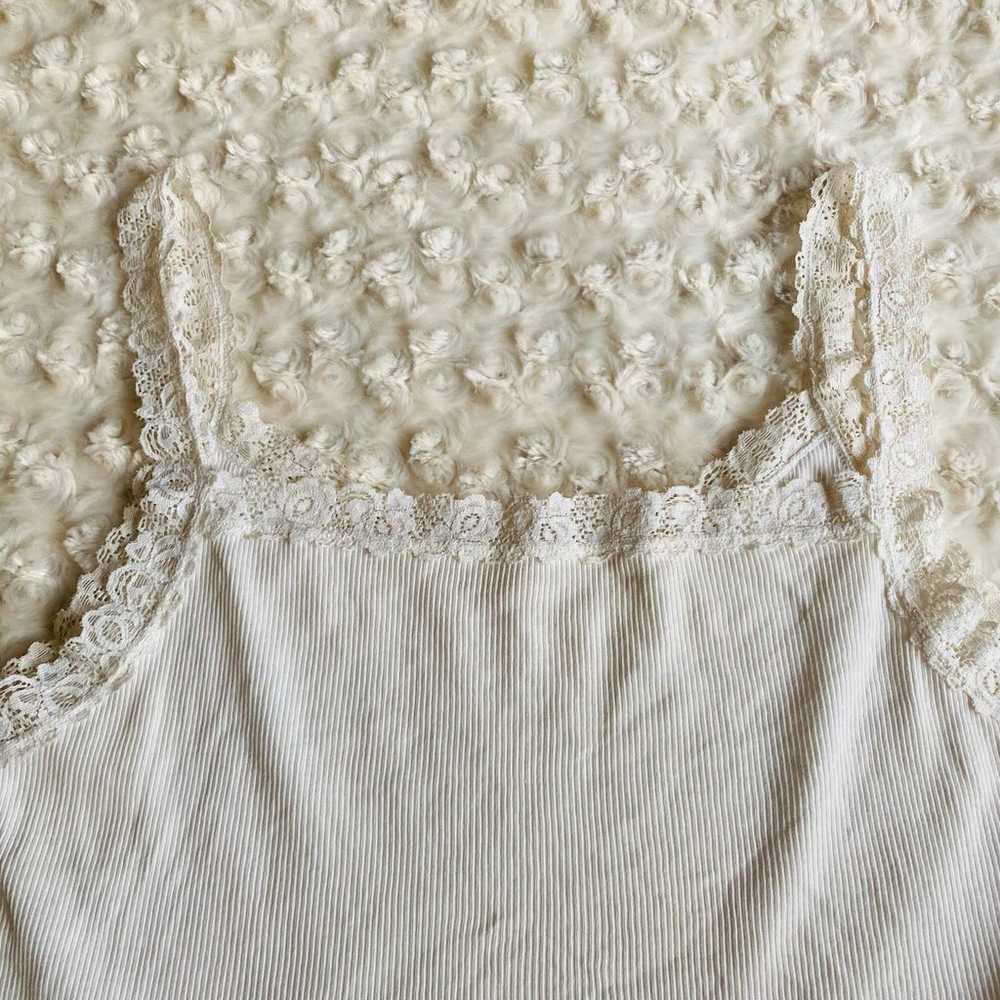 Vintage Vanity Fair 100% Cotton Lace Ribbed White… - image 5