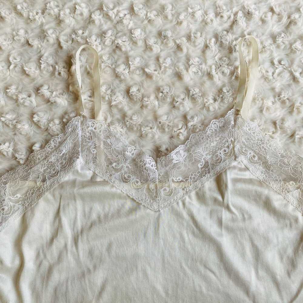 Vintage Vanity Fair 100% Cotton Lace Ribbed White… - image 7