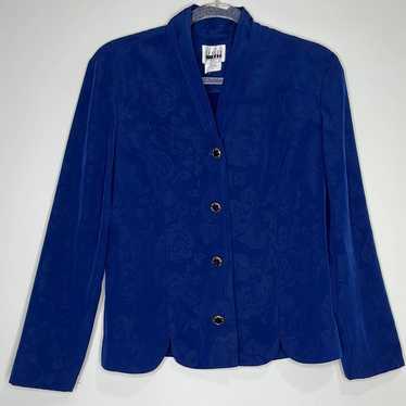 Leslie Fay royal blue button up blouse