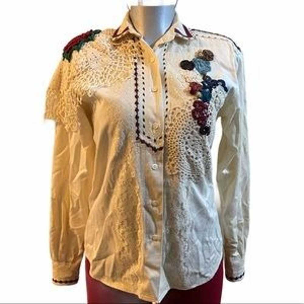 Vintage Rockies Shirt Crochet/Lace Embroidered Sz… - image 12