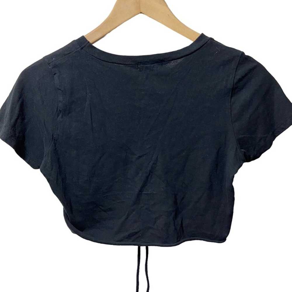 Occasion Women Vintage Lace Up Crop Top Tee Black… - image 4