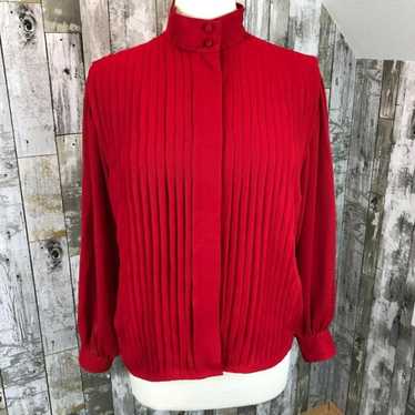 Laura & Jayne vintage red pleated blouse