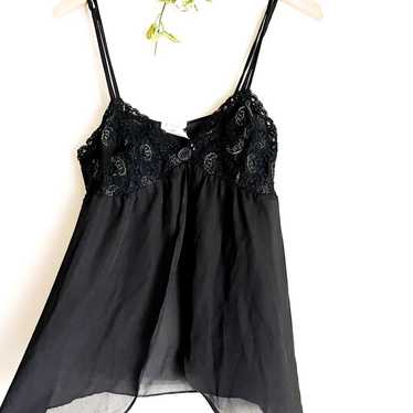 Vintage Sheer Black Lace Front Panties, Sheer 28 waist, 1960s double gusset