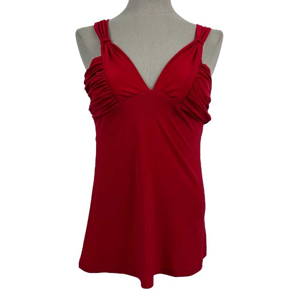 90s Y2K Cherry Red Top Cut Out Backless Strappy C… - image 2