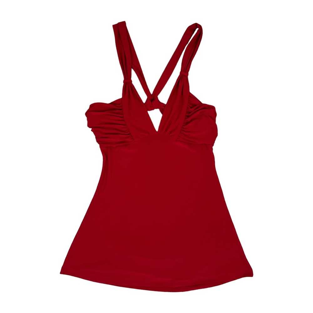 90s Y2K Cherry Red Top Cut Out Backless Strappy C… - image 5