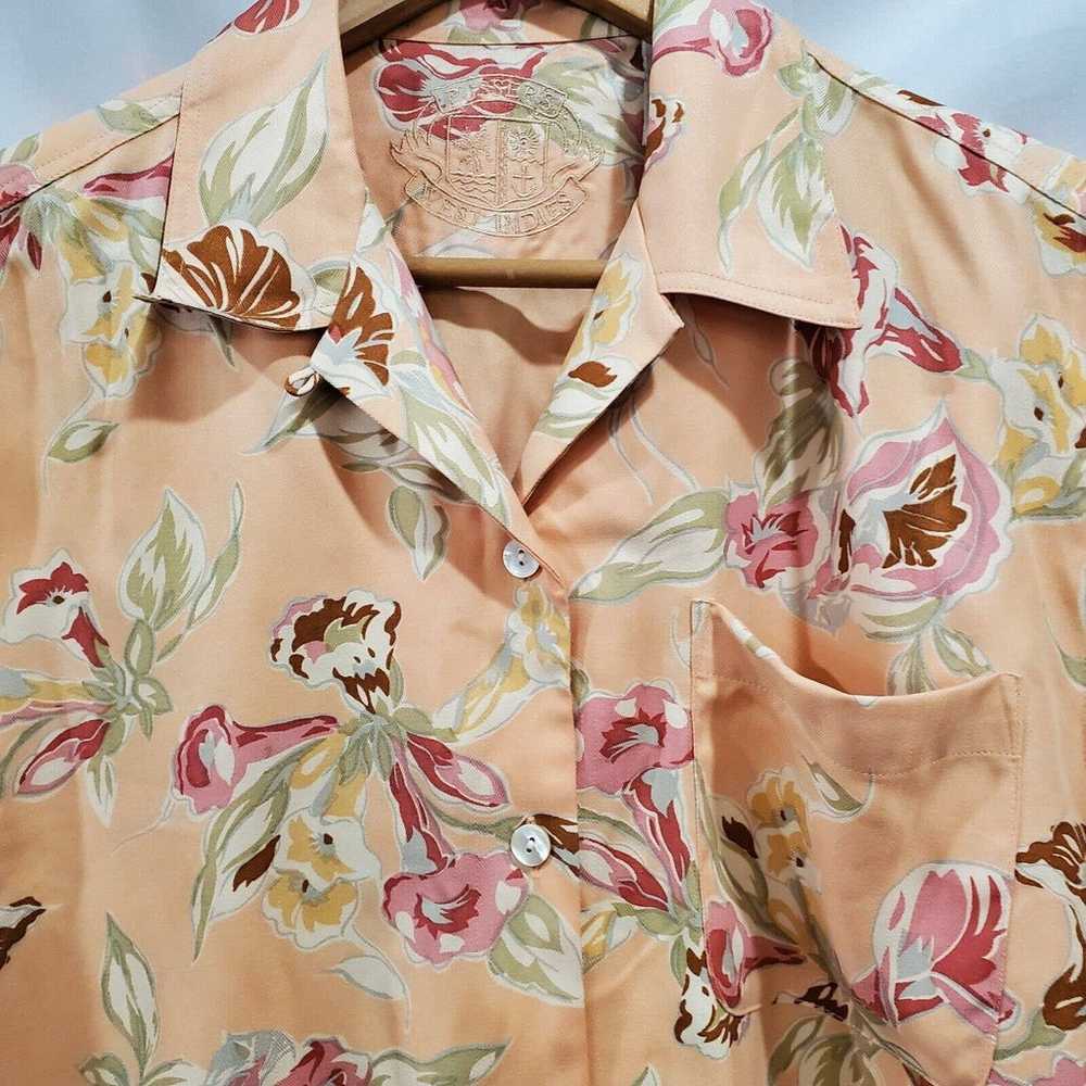 Vintage 90's Pusser's West Indies Tan Floral Silk… - image 2