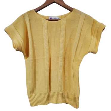 Vintage 80's Prophecy Yellow Cable Knit Scoop Neck