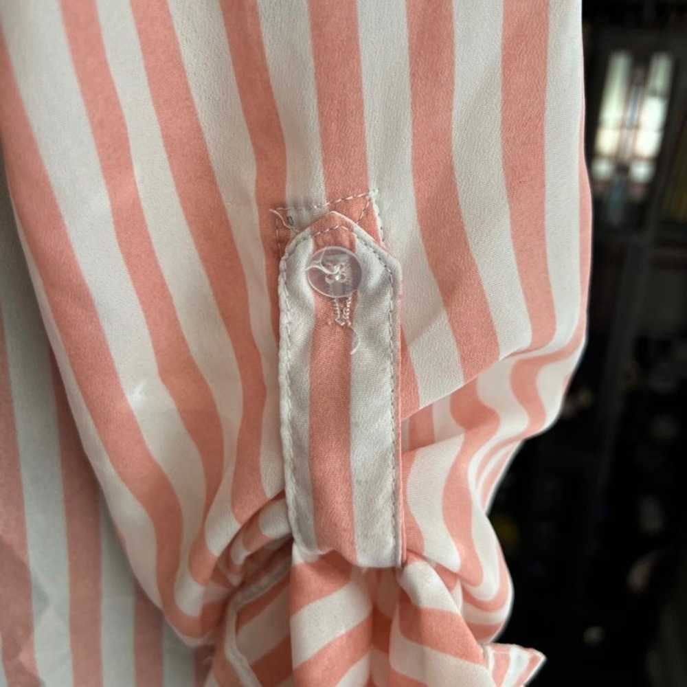 Vintage Pink and Cream Button Up Collared Top - image 6