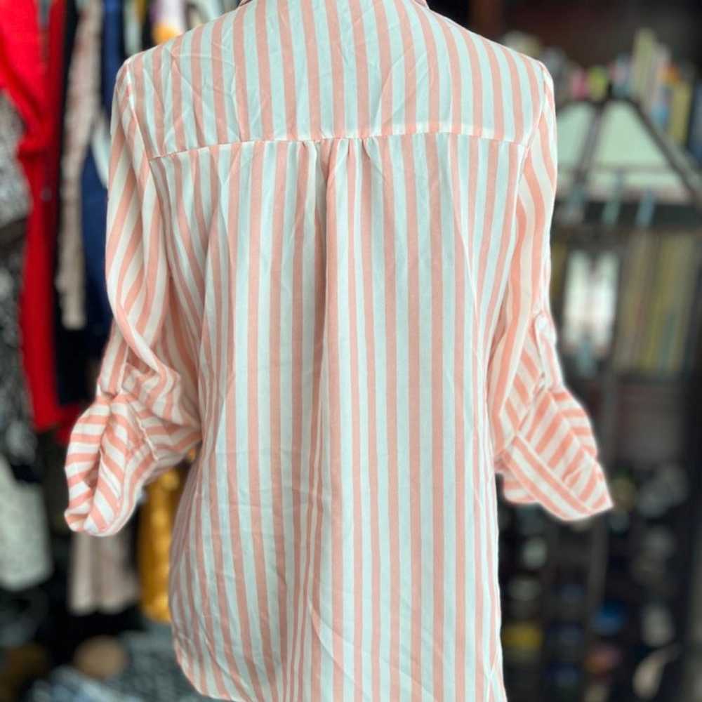 Vintage Pink and Cream Button Up Collared Top - image 7