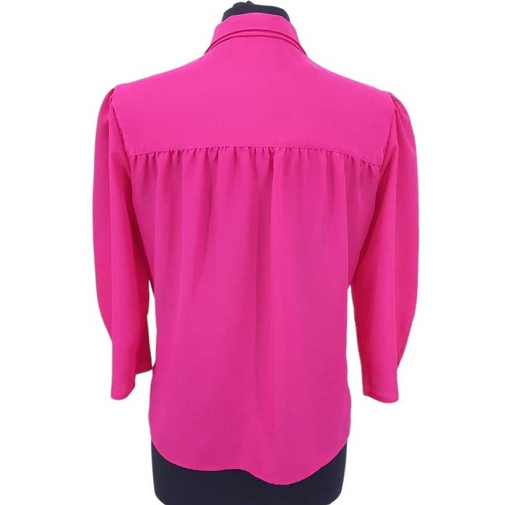 VTG 80s Chaus Solid Pink Silky Pleated Button Fro… - image 6