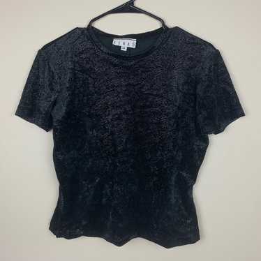 VINTAGE rare Short Sleeve Black Crop Top - image 1